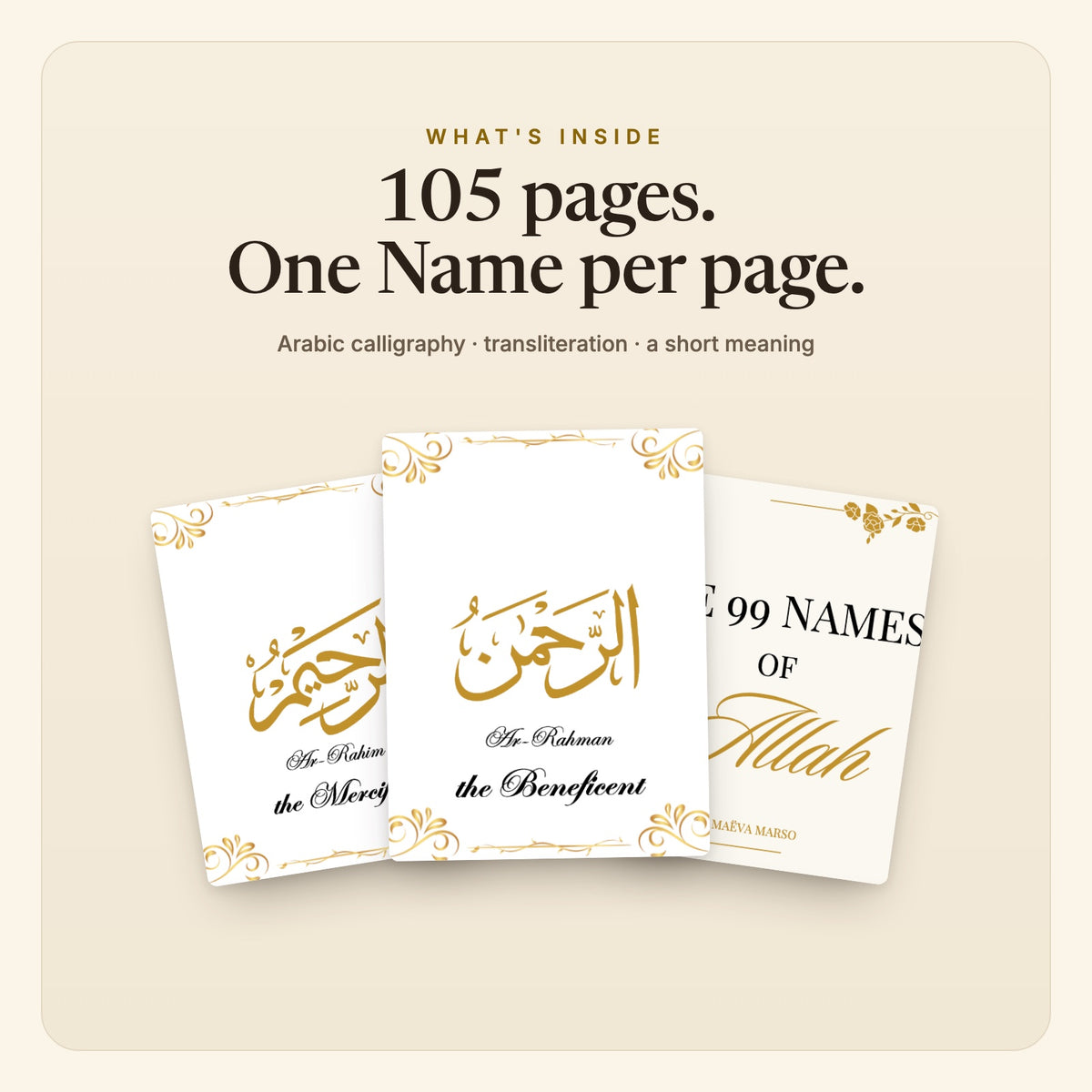 What's inside: 105 pages, one Name per page
