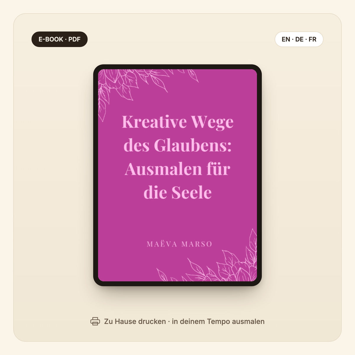 Kreative Wege des Glaubens – E-Book-Cover auf dem Tablet