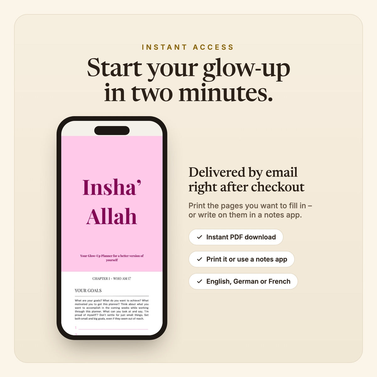 Instant access: delivered by email
