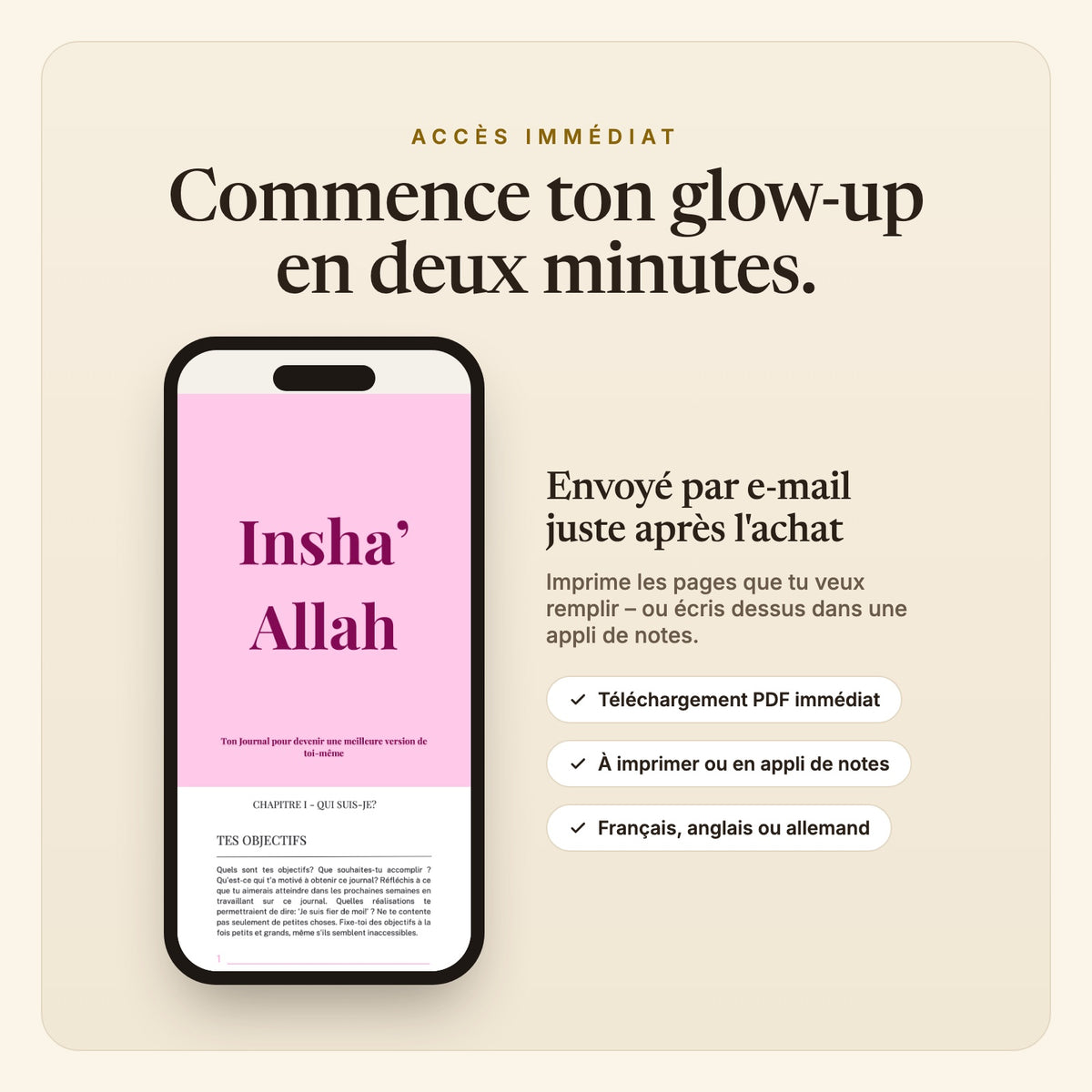 Insha'Allah Journal Glow-Up – à lire sur téléphone, tablette ou ordinateur