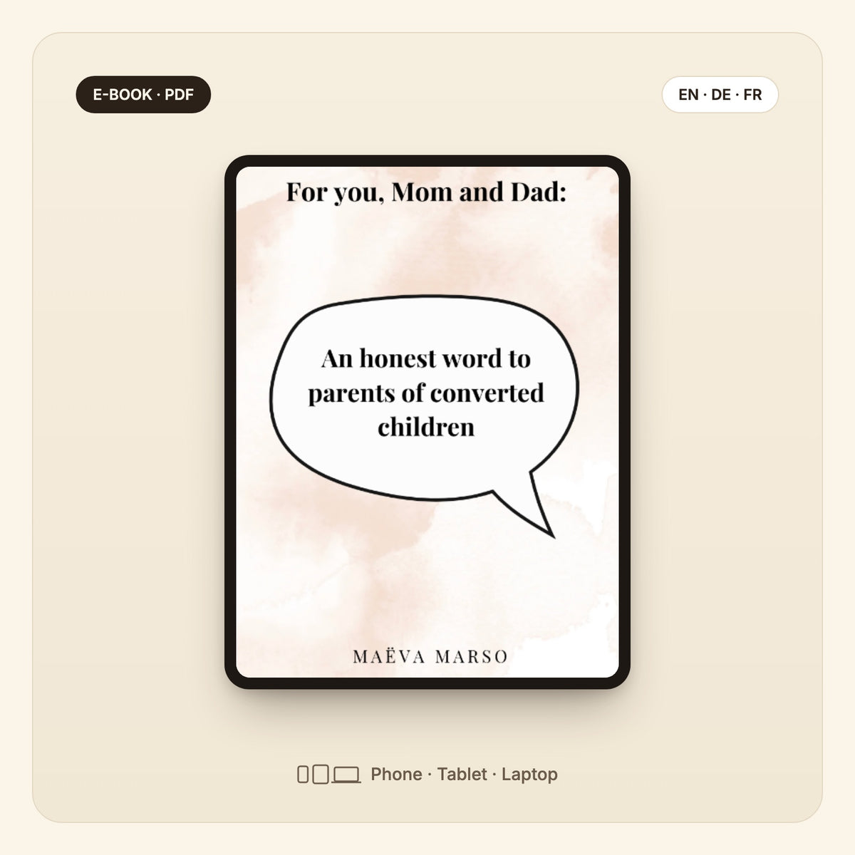 For you, Mom and Dad – e-book cover on a tablet