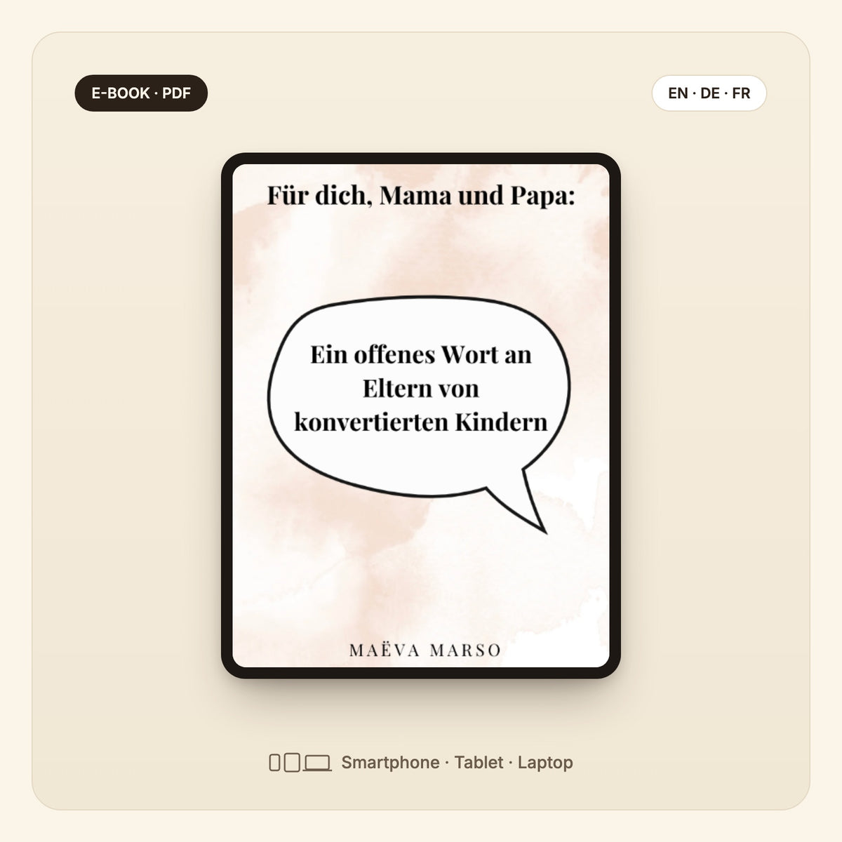 Für dich, Mama und Papa – E-Book-Cover auf dem Tablet