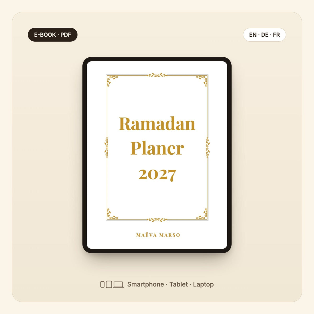 Ramadanplaner – E-Book-Cover auf dem Tablet
