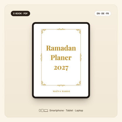 Ramadanplaner – E-Book-Cover auf dem Tablet