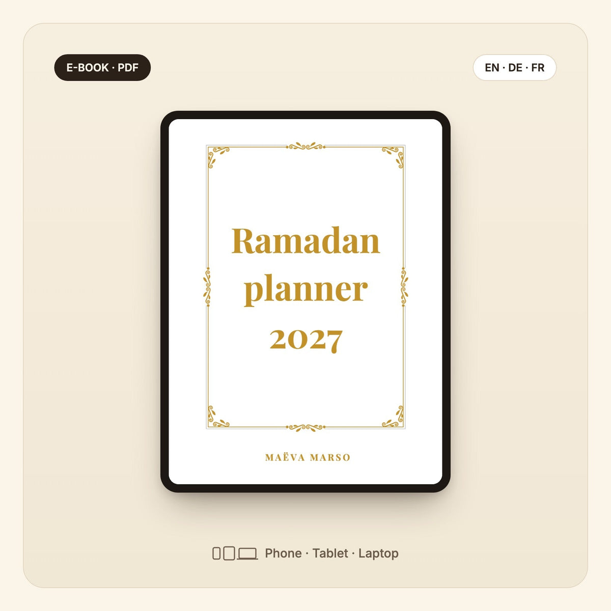 Ramadan Planner – e-book cover on a tablet