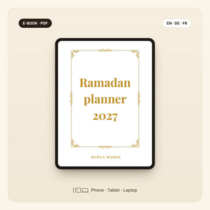 Ramadan Planner – e-book cover on a tablet