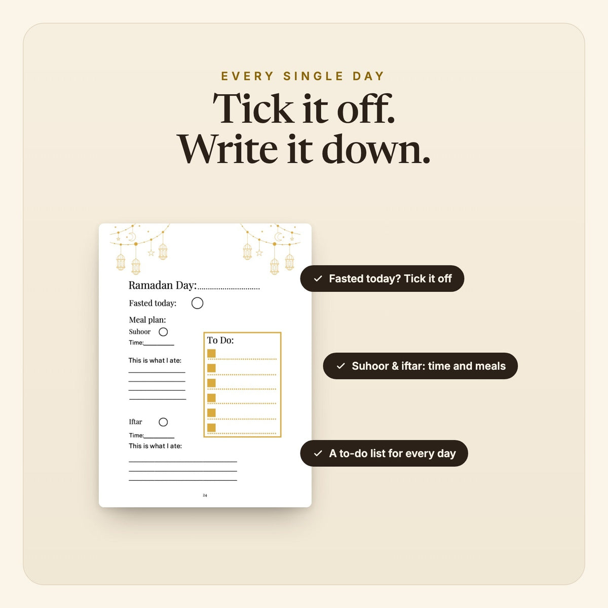 Ramadan Planner – a day page to fill in