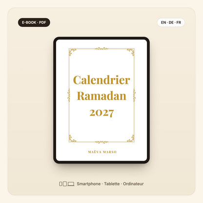 Calendrier Ramadan – couverture de l'e-book sur tablette